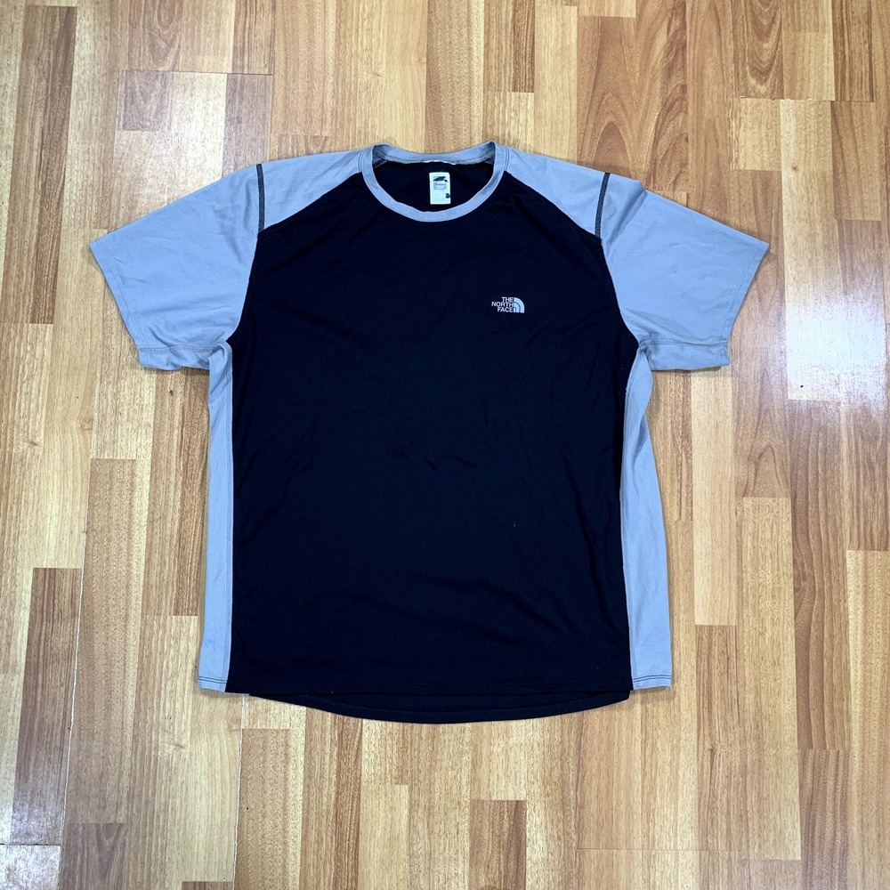The North Face Shirt Mens Small Black Gray Logo Flight Series Athletic Tee